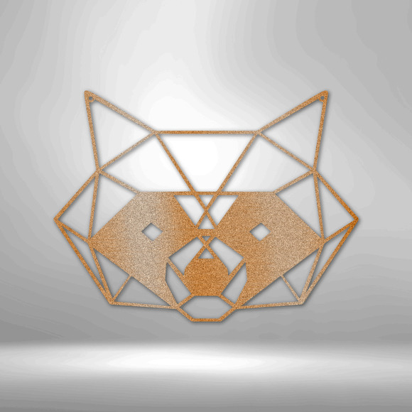 Geometric Raccoon Steel Sign Laser Cut Powder Coated Home & Office Metal Wall De